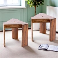 Avina Sheesham Wood Set of 2 End Tables / Tea Tables in Teak Finish