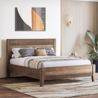 Toledo Solid Wood King Size Non Storage Bed In Danish Walnut Finish