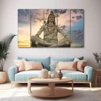 The Castle Decor Lord Shiva Meditation Statue Wall Art Set of 5 27x48 Inch