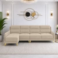 Cinnaro Velvet RHS Sectional Sofa in Cream Color