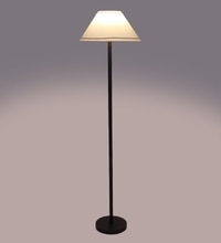 47" Gold Piping Floor Lamp with Off White Shade