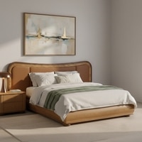 Elowen Softline King Size Bed in velvet With Oak wood Frame & Hydraulic Storage