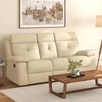 Raphael Leatherette Three Seater Manual Recliner in Off White Colour
