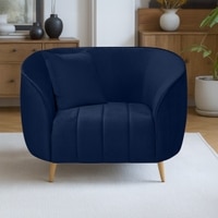Nero Velvet 1 Seater Sofa in Navy Blue Colour