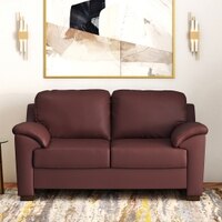 Farina 2 Seater Half Leather Sofa In Bordeaux Italian Leather