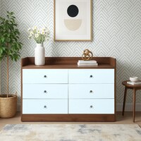 Imperio 6 Chest of Drawers in Columbian Walnut and Frosty White Finish