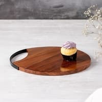 Inseparables Teak Wood Serving Platter Black