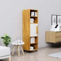 Hexa Engineered Wood Bookshelf Multipurpose Storage Rack in Giant Wood and Frosty White Colour