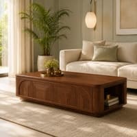 Camden Sheesham Wood Geometric Arch Coffee Table in Walnut Finish