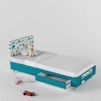 Color Play Engineered Wood Drawer Storage Bed in Blue Colour
