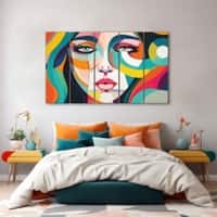 The Castle Decor Women Abstract Wall Painting Wooden Framed Digital Painting 27x48 Inch (Style 9)