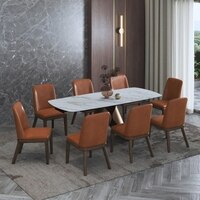 Aeris Ceramic 6 to 8 Seater Extendable Dining Table With Anderson Dining Chair