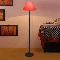 Clyde Orange Fabric Shade Floor Lamp with Black Iron Base
