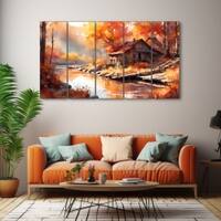 The Castle Decor Nature Art Wall Painting Wooden Framed Digital Painting 27x48 Inch (Style 1)