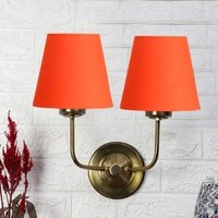 Devansh Metal Electric Wall Light in Gold Colour with Beige Shade Count of 2 Lights