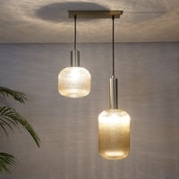 Maloto 2 Light Amber Luster And Brass Hanging Pendant Light