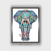 White Brown Wooden Elephant Folk Canvas Wall Prints Canvas Wall Prints Set of 1 Multicolor Matte