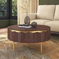 Keoni Round Solid Wood Coffee Table In Claret Mahogany Finish