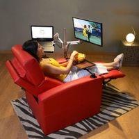 Flix Solid Wood One Seater Motorized Recliner in Red Colour