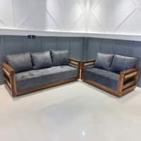 Lumber Solid Wood 5 Seater Sofa in Natural