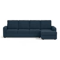Apollo Compact Sofa (Colour : Indigo Blue, Cushion : Soft, Back Type : High Back, Seating Capacity : Right Aligned 3 Seater + Right Aligned Chaise)