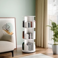 360° Rotating Bookshelf – 3 Tier Space Saving Book Organizer with Smooth Rotation, White Finish