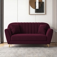 Rivo Velvet 2 Seater Sofa in Red wine Color
