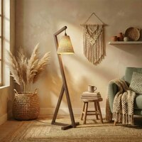 Zed Beige Jute Floor Lamp with Beige Jute Base