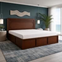 Sahaj Solid Wood Compact King Bed Hydraulic Storage Provincial Teak Finish Mattress 72 x 72 Inches