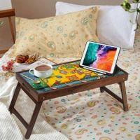 Breakfast Club Solid Wood Bookshelf and Serving Tray In Multicolour