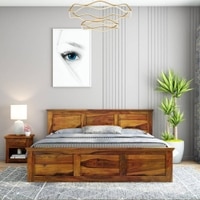 Stainfleld Sheesham Wood Queen Size Bed Non Storage Bed Honey OakOak Finish (60 x 78 inches)