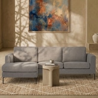 Modernelegance Wood Right Aligned 3-Seater With Upholstery Non Storage Sofa In Grey Colour