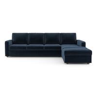 Apollo Compact Sofa (Colour : Cobalt, Cushion : Hard, Back Type : Regular, Seating Capacity : Right Aligned 3 Seater + Right Aligned Chaise + Ottoman)