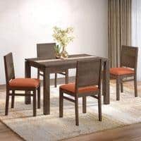 Atlas Crest Storage Solid Wood 4 Seater Dining Table With Atlas Dining Chair Set
