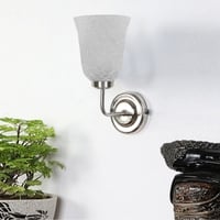 Devansh Metal Electric Wall Light in Steel Colour with White Shade Count of 1 Light