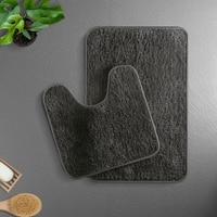 Luxe Home Polyester Newman Contour Bath Mat Set of 2 (Arabic Coffee 45x75 cm & 40x45)