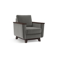 Corby Luxe 1 Seater Fabric Sofa in Ash Grey Velvet Colour