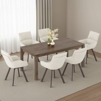 Atlas Solid Wood 6 Seater Dining Table With set of 6 Bren Swivel Dining Chair