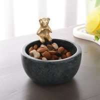 Marble Nut candy  Bowl Brass Teddy embedded