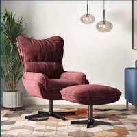 Marson Lounger Chair with Ottoman in Berry Red