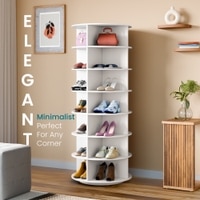 360° Rotating Shoe Rack 7-Tier in White – Large Capacity Rotating Shoe Organizer