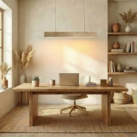 Slimline 36 Beige Solid Wood Single Hanging Light
