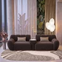 Cannoli 3 seater Fabric Sofa with Marble top Table in Plum Haze