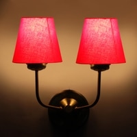 Devansh Metal Electric Wall Light in Gold Colour with Red Shade Count of 2 Lights