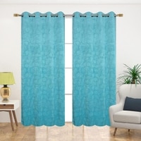 Velvet Floral Emboss Pack of 2 Blackout Window Curtains