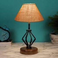 Ophelia Beige Jute Table lamp with Wood & Iron Base