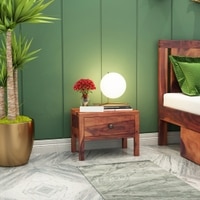 Rama Solid Wood Bedside Table in Teak Finish