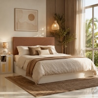 Tada Engineered Wood Queen  Size Bed With Hydraulic Storage (Melamine Finish, White Colour)