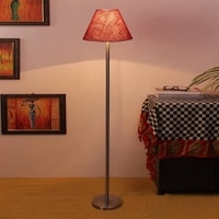 Denzel Maroon Cotton Shade Floor Lamp