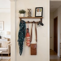 Florian Wooden Wall Shelf Organiser With Key Holders